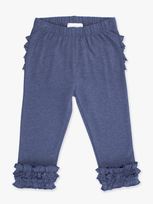 Toddler Girls Faux Denim Classic Ruffle Leggings with Signature Rear Ruffles