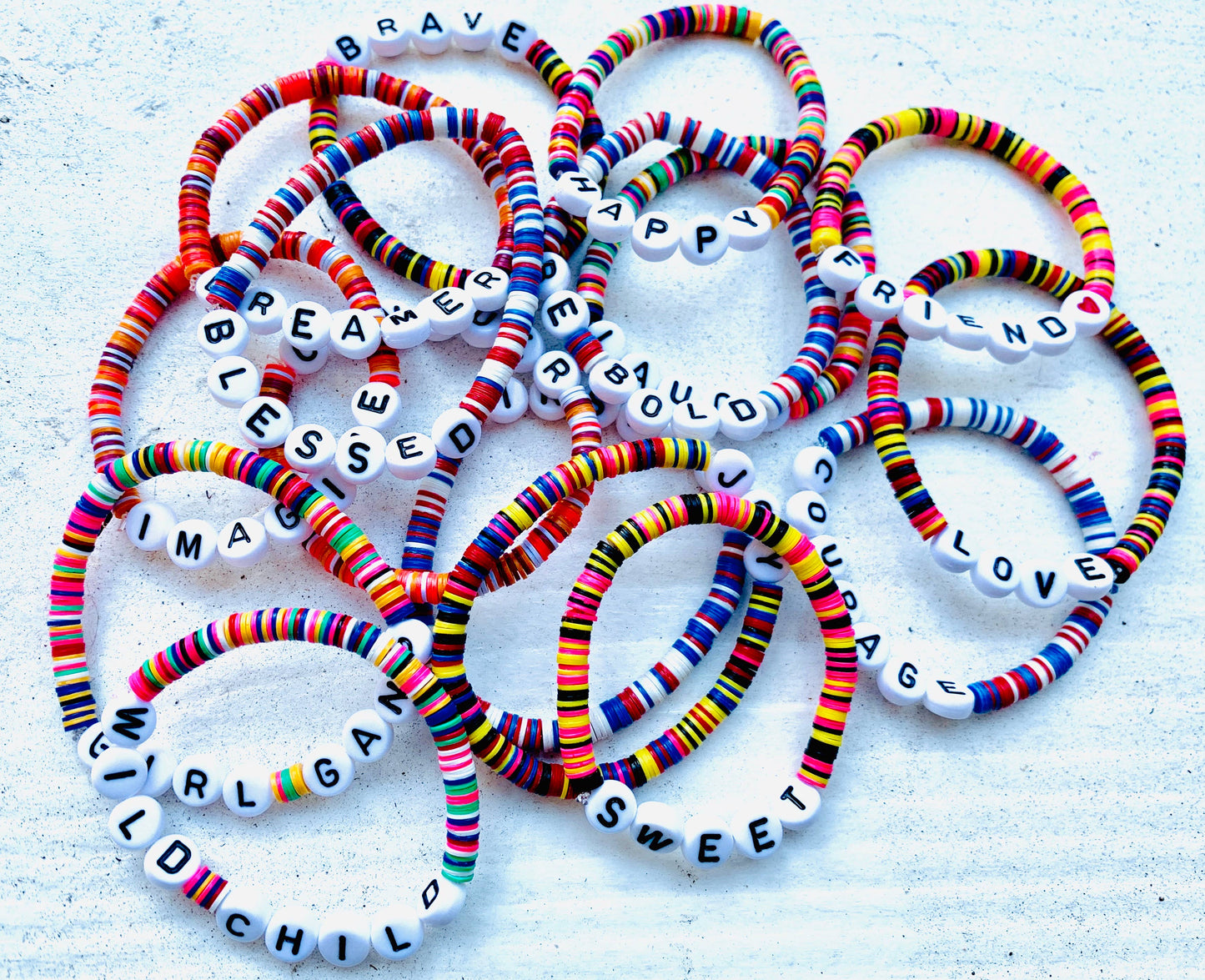 Happy Beaded Vinyl Rainbow Bracelet