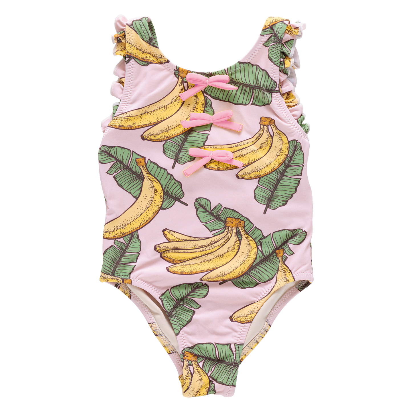 Girls Sylvie Bow Suit Pink Banana Leaves