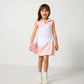 Pink and White Half Court Top