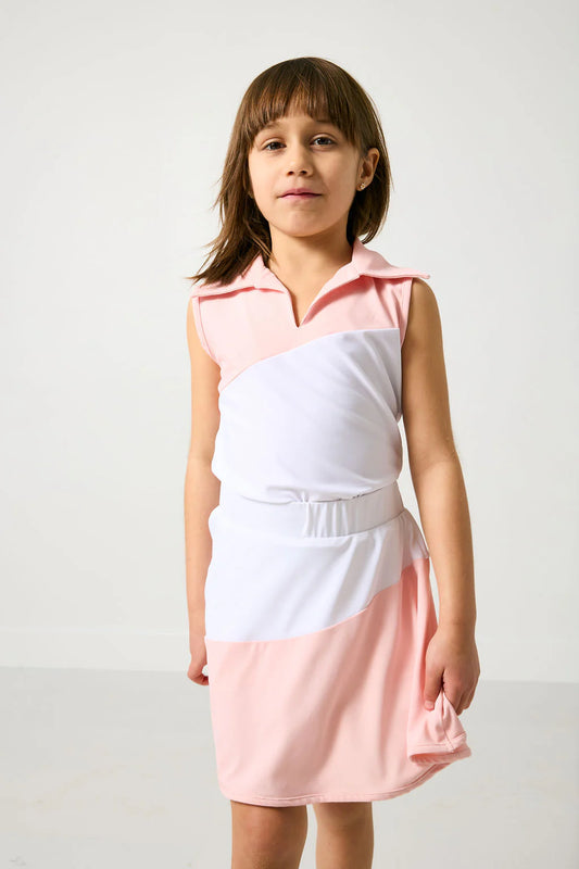 Pink and White Half Court Top