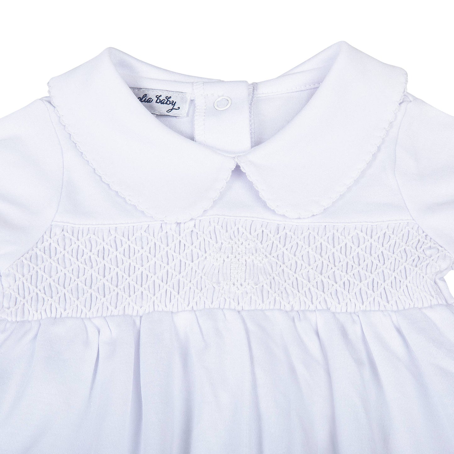 Blessed Smocked Collared Gown - White