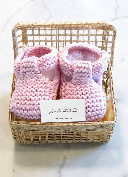 Pink Booties in Basket