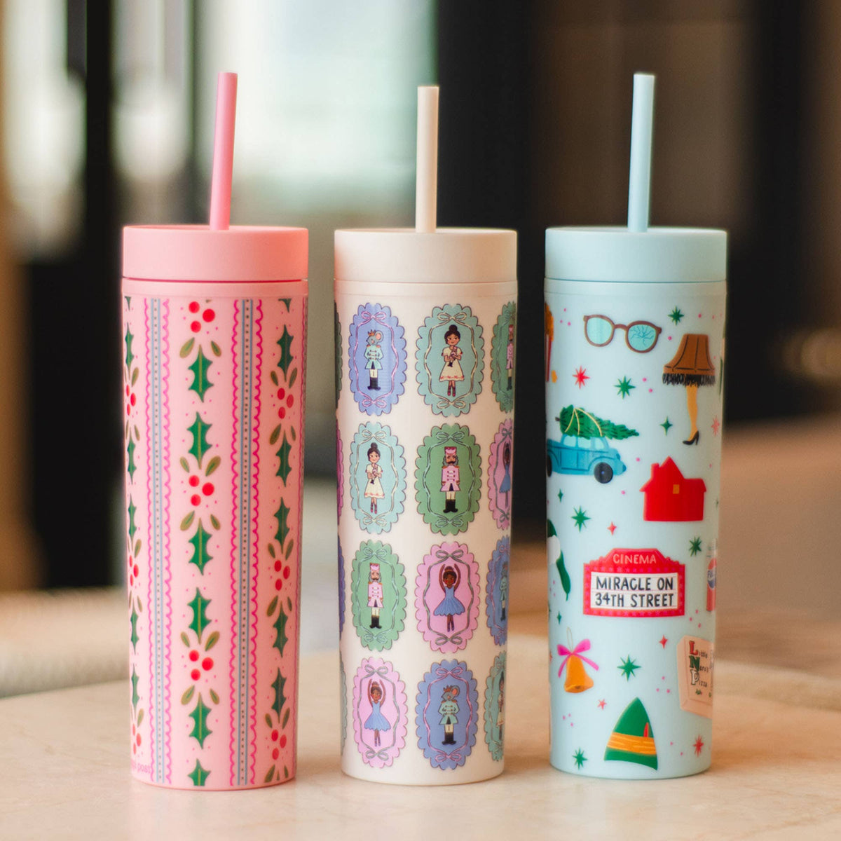 Christmas Movie Favorites 16oz Skinny Acrylic Tumbler