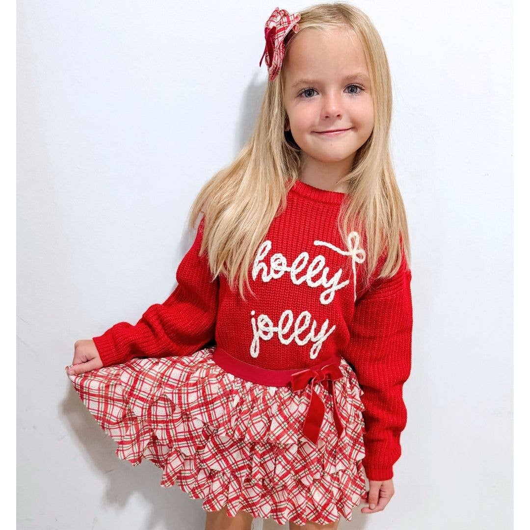 Holly Jolly Bow Christmas Sweater - Kids
