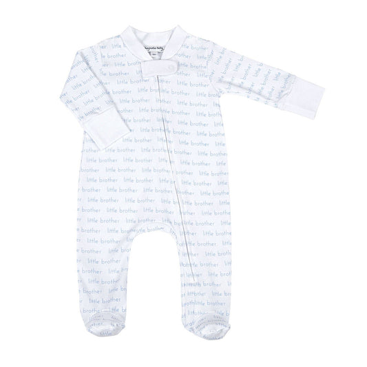 Little Brother Print Zip Footie