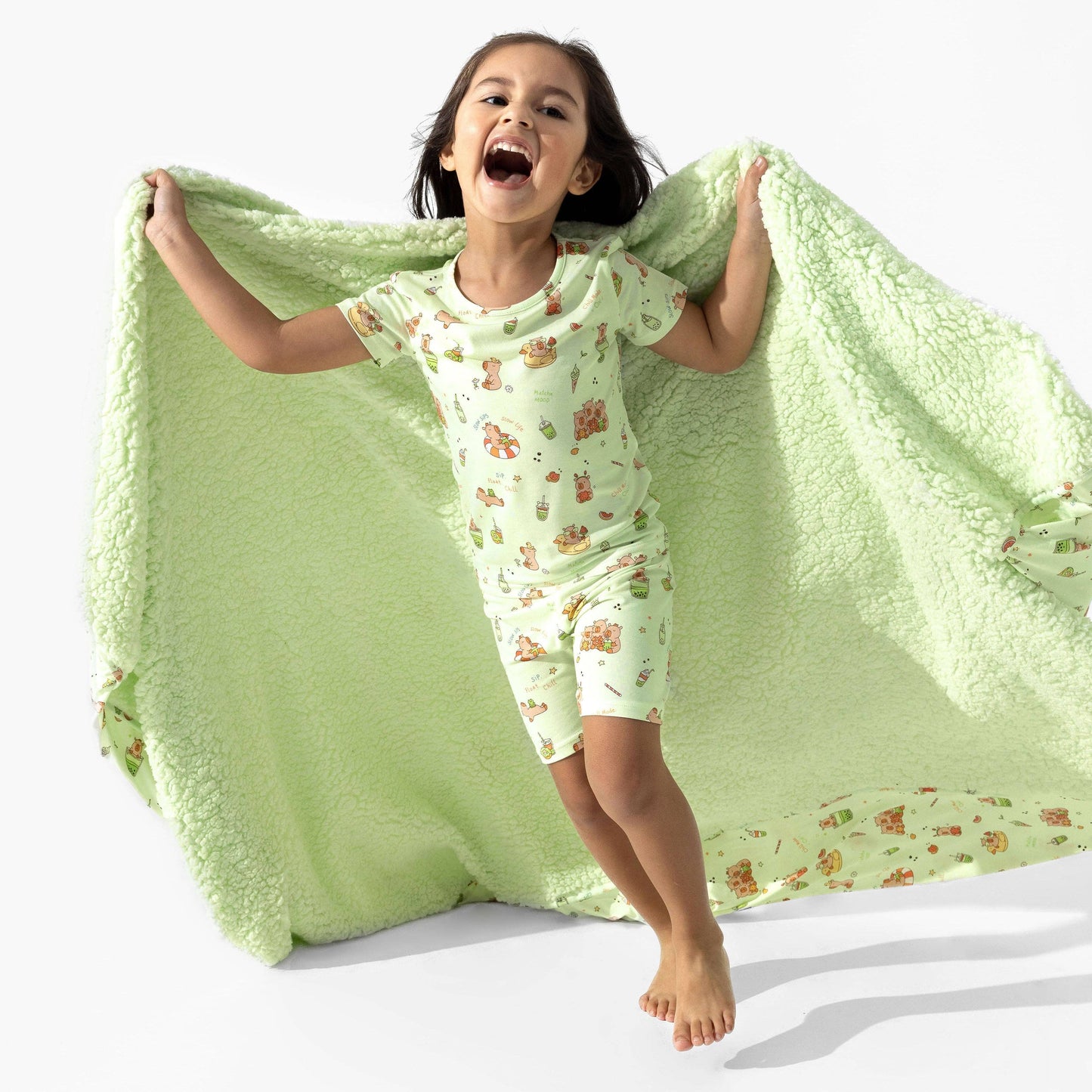 Capybara Boba Bamboo Kids Pajama Short Set