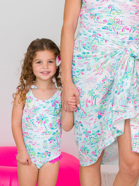 Tie Shoulder One Piece - Tropical Resort