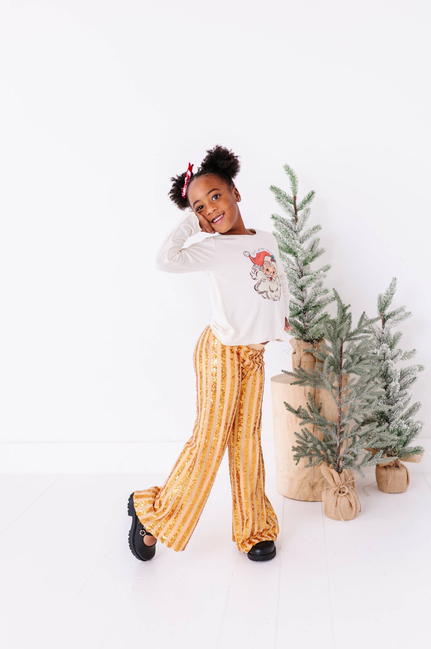 Gold Sequin Stripe | Wide-Leg Pants