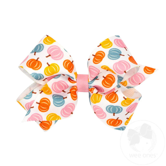 Wee Ones Medium Harvest Print Grosgrain Hair Bow