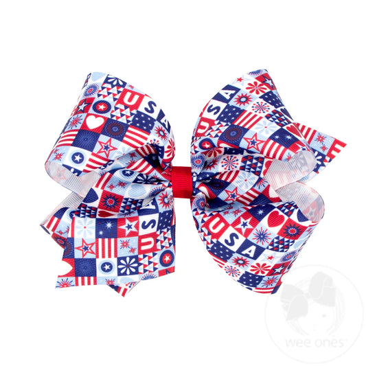 Wee Ones Medium Americana print bow