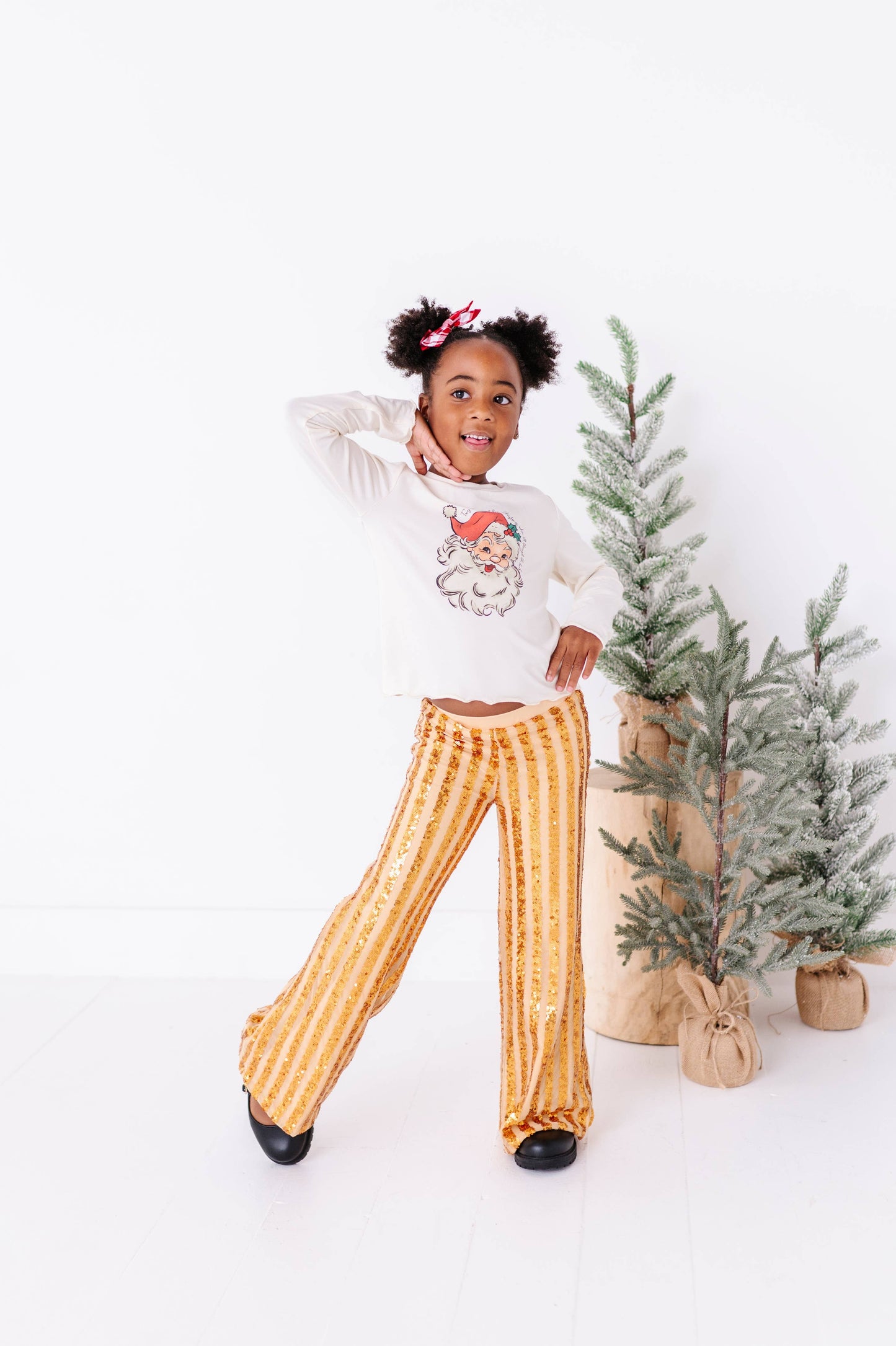 Gold Sequin Stripe | Wide-Leg Pants