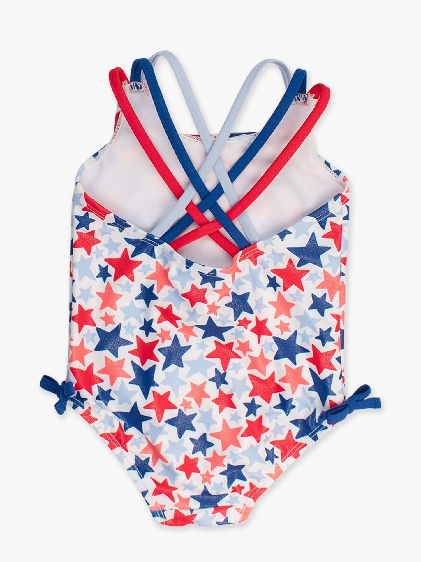 Girls Shimmer Star-Spangled Cross-Back One Piece Swimsuit