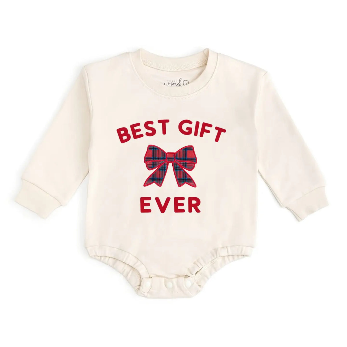 "Best Gift Ever" Patch Christmas Long-Sleeve Romper