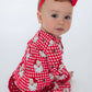 SoftSnooze™ Baby Girls Bamboo Viscose Red Dear Santa Convertible Ruffle One Piece Footie Pajama