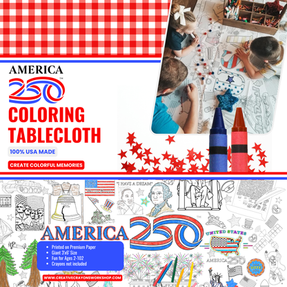 USA Patriotic America 250 Coloring Tablecloth