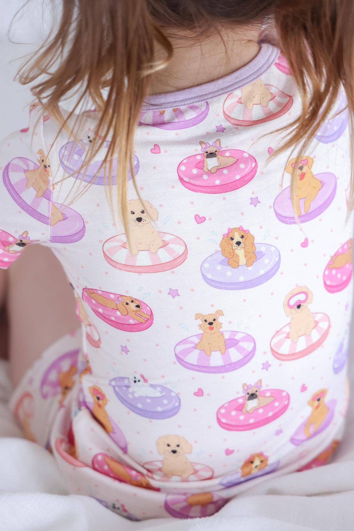Two Piece Short Pajama Set | Poolside Pups Pink