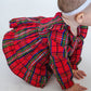 Baby Girls Red Nicholas Plaid Woven Long Sleeve Waterfall Bow Swing Top & Bloomer Set