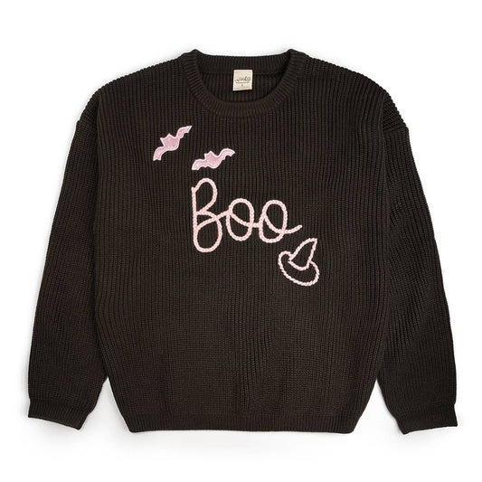 Boo Bat Halloween Knit Women's Sweater - Womens Clothing