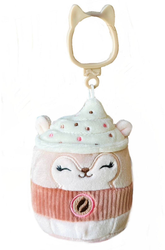 Squishmallow Plush Toy 3.5" Clip Reza the Latte Squirrel