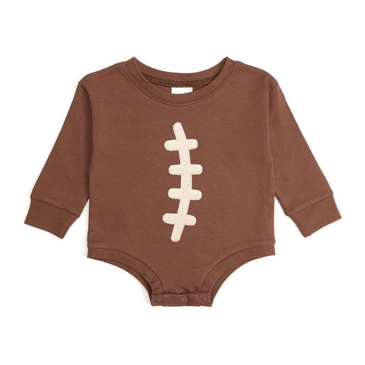Football Lace Patch Long Sleeve Romper - Baby Clothing