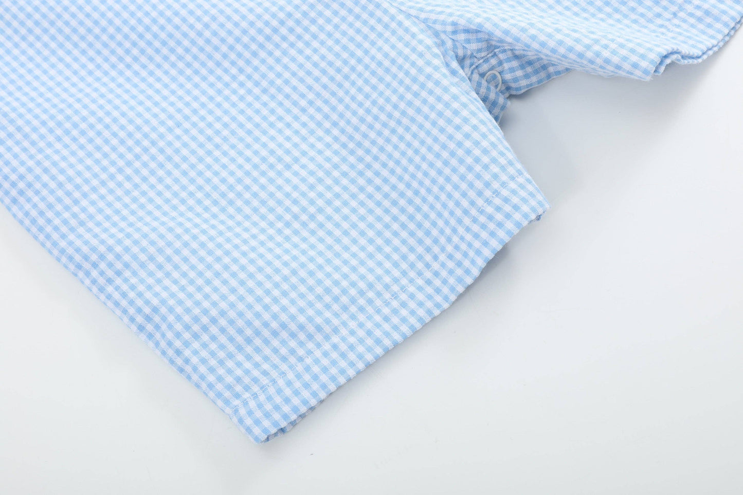 Light Blue Gingham Easter Bunny Applique Shortalls