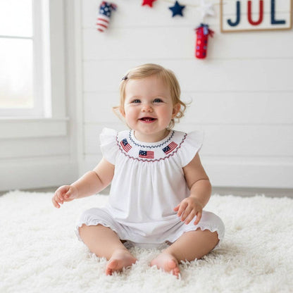 USG-333 USA HAND SMOCKED PIMA RUFFLE BUBBLE
