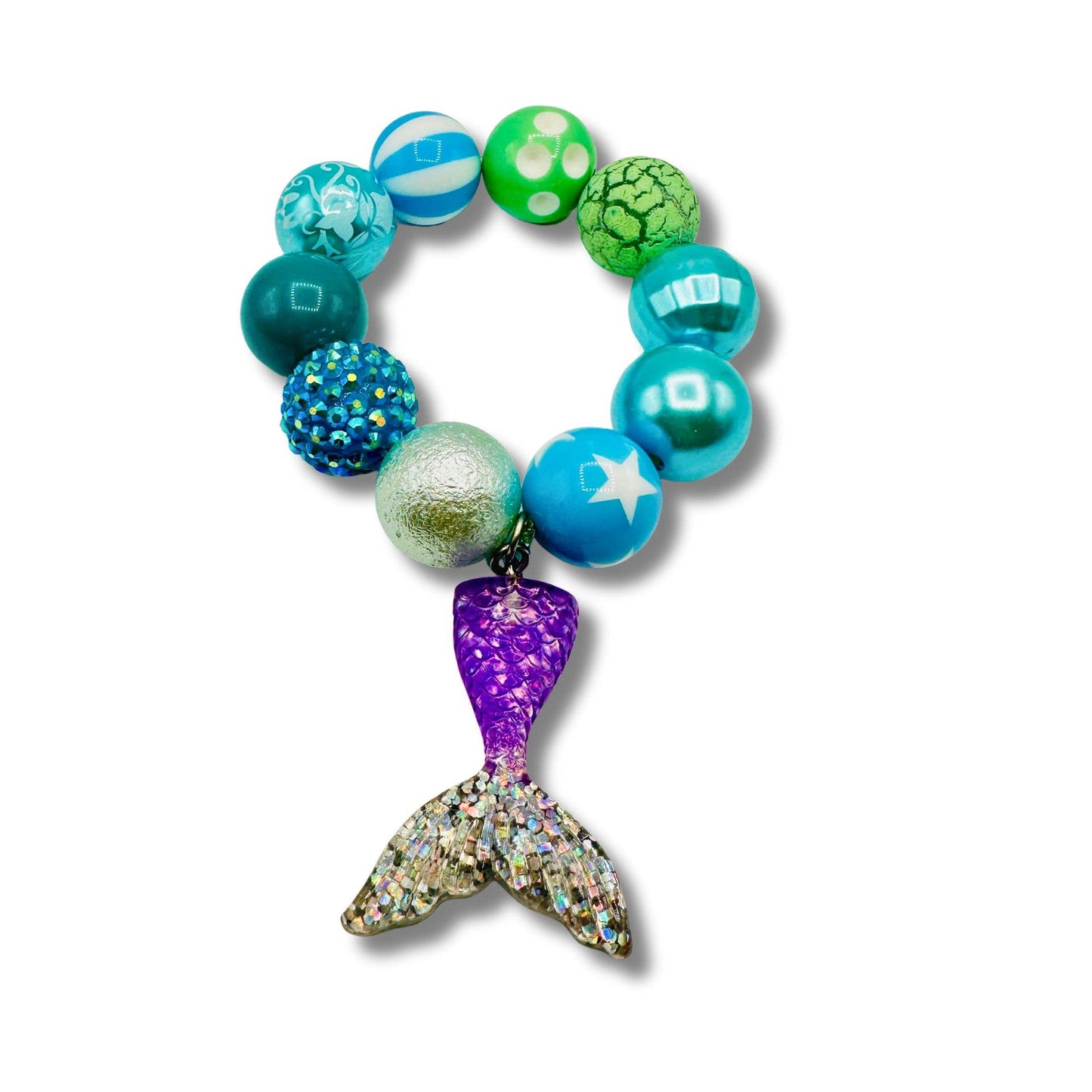 Blue/Purple Mermaid Tail Bubblegum Bead Bracelet Kids