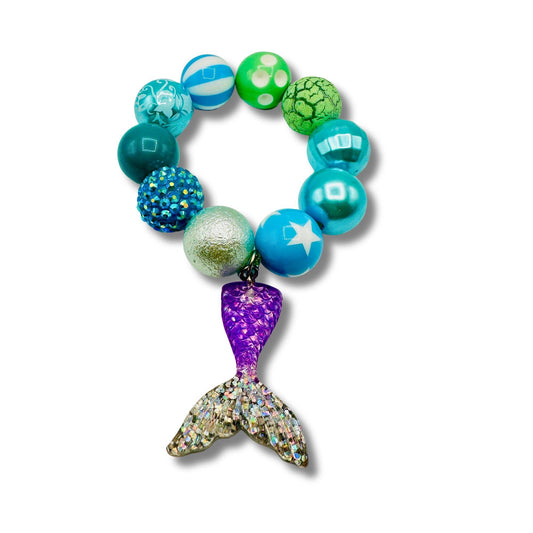 Blue/Purple Mermaid Tail Bubblegum Bead Bracelet Kids
