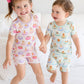 Two Piece Short Pajama Set | Poolside Pups Pink