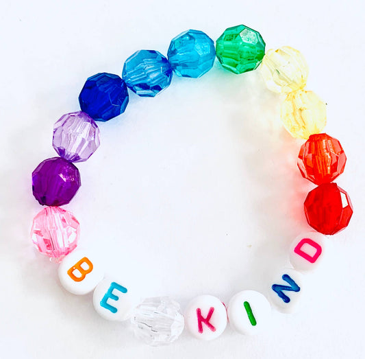 Handmade Be Kind Rainbow Beaded Bracelet