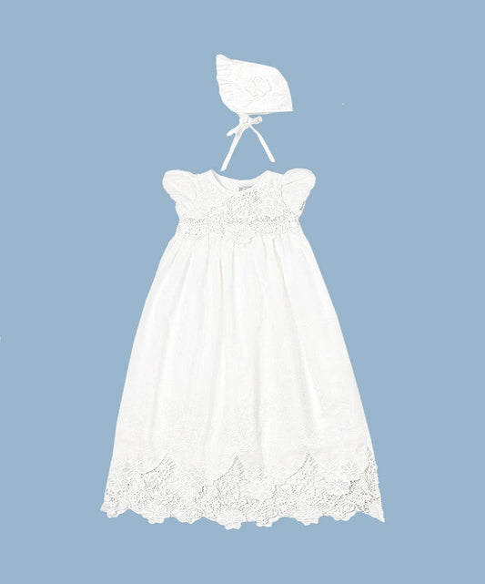 Embroidered Christening Gown & Bonnet