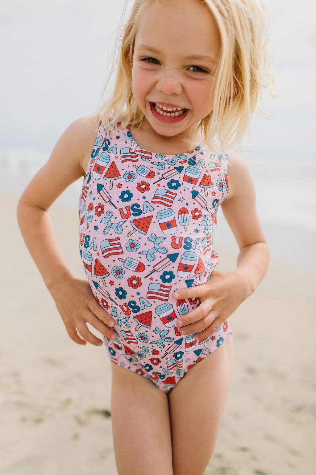 Ollie Jay Lucy Swim in Pink Celebration | girls UPF 50 swim