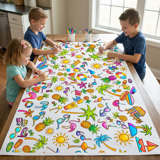 Beach Coloring Tablecloth