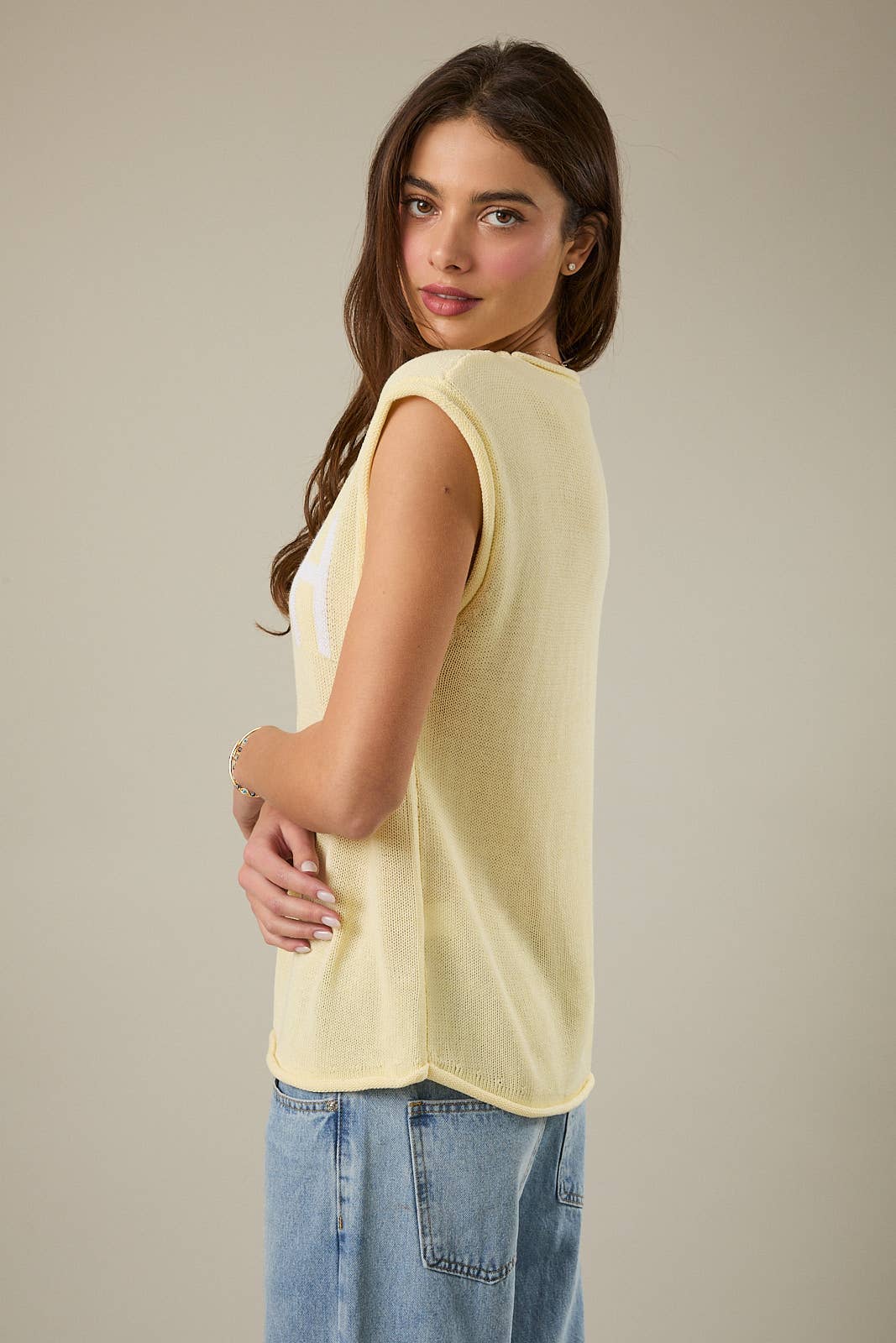 ROLLUP MUSCLE TEE "FAITH" LT WEIGHT SWEATER TOP