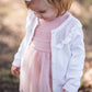 Girls Off-White Sweater Knit Ruffle Trim Cardigan