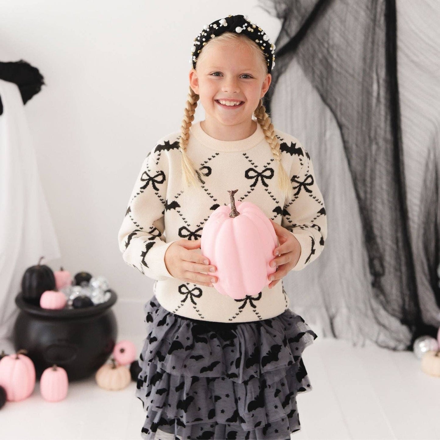Bat Trellis Halloween Sweater - Mommy and Me