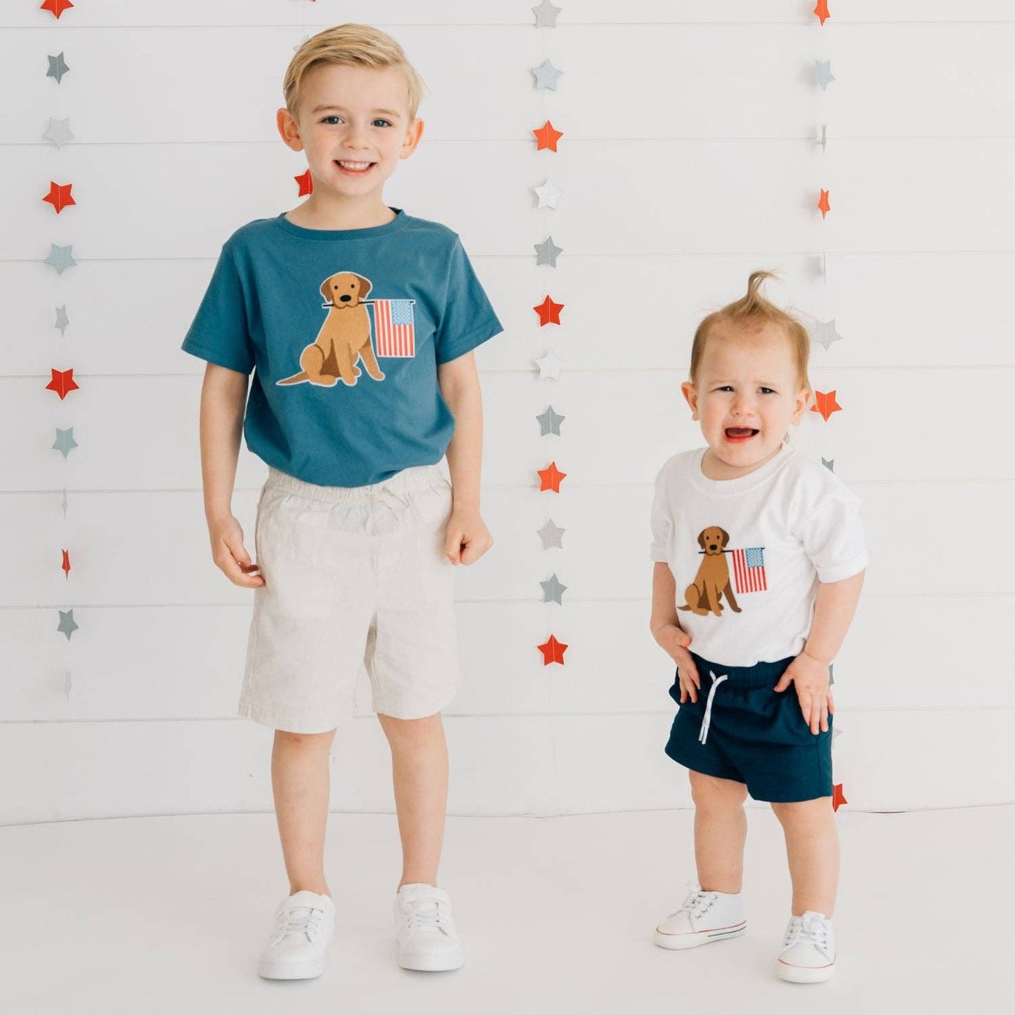 Sweet Wink Patriotic Pup Patch Short Sleeve Romper
