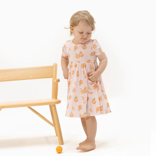 Twirly Peach Dress With Cartwheel Short Set