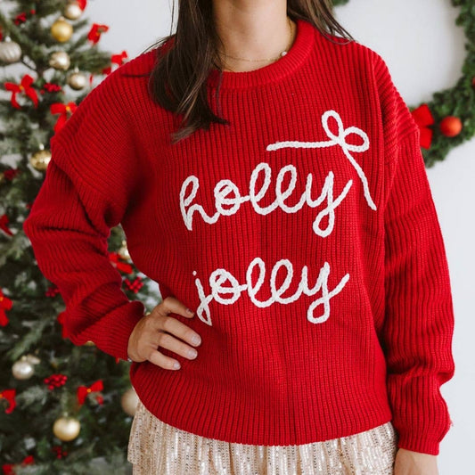 Holly Jolly Bow Sweater-  Women's