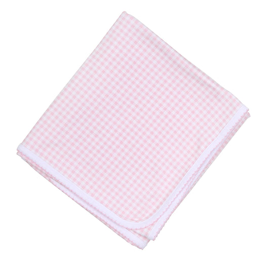 Mini Checks Receiving Blanket - Pink