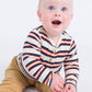 Baby Boys Heather Oatmeal & Rust Stripe Knit Long Sleeve 2-Button Henley Bodysuit