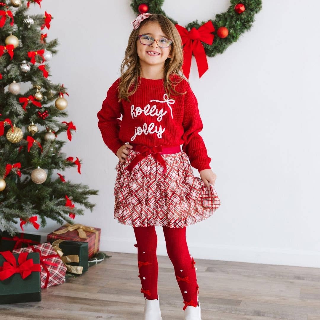 Holly Jolly Bow Christmas Sweater - Kids