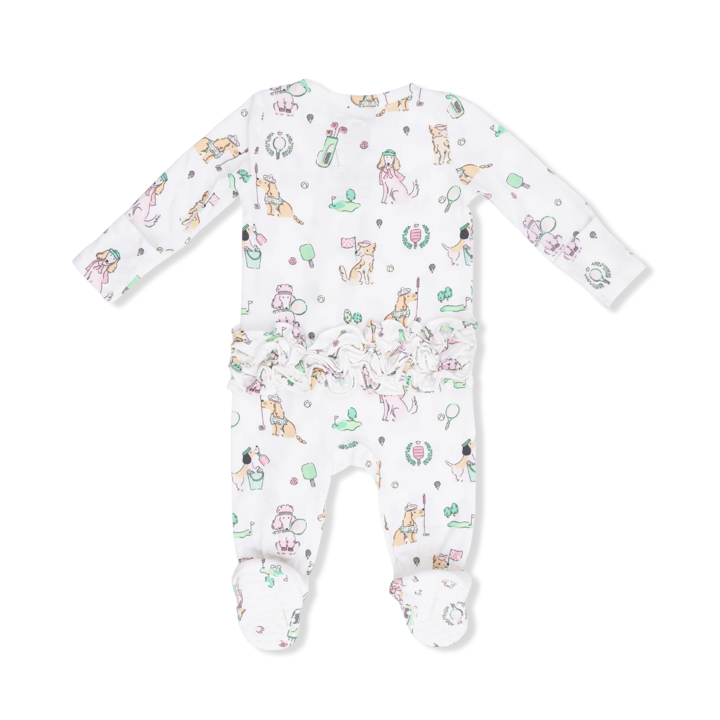 Country Club Dogs Pink - 2 Way Ruffle Back Zipper Footie