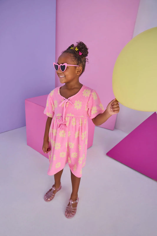 Riviera Dress - Pink Floral Terry