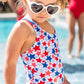 Girls Shimmer Star-Spangled Cross-Back One Piece Swimsuit