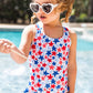 Girls Shimmer Star-Spangled Cross-Back One Piece Swimsuit