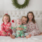 SoftSnooze™ Toddler Girls Bamboo Viscose Red Dear Santa Ruffle Long Sleeve Pajama Set with Signature Rear Ruffles