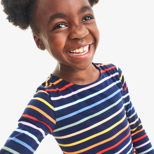 Perfect pocket dress in rainbow stripe