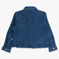 Girls Medium Wash Denim Stretch Denim Ruffle Jean Jacket with Heart Buttons